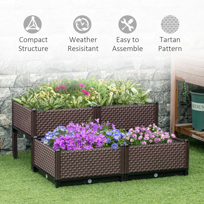 DIY Elevated Garden Bed Kit - 50cm Square Self-Watering Raised Planter Boxes for Flowers & Vegetables - Ideal for Outdoor Gardening Enthusiasts