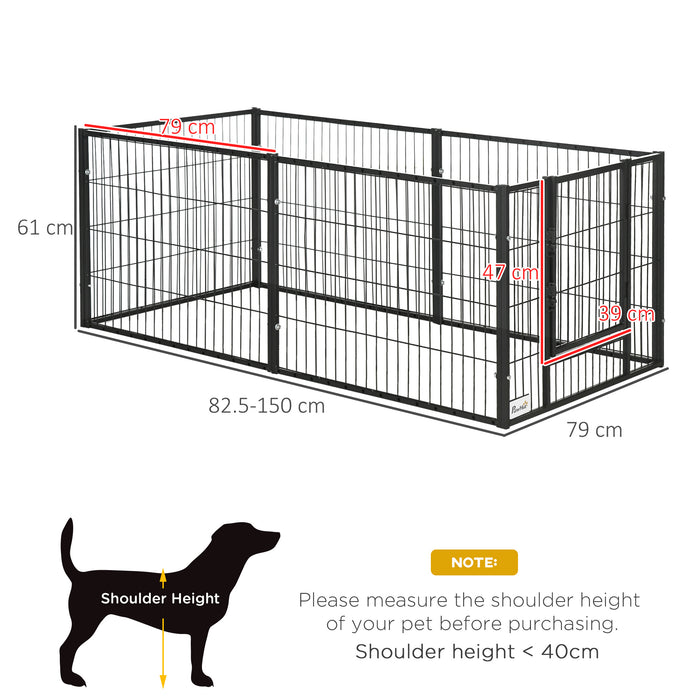 Heavy Duty Pet Playpen 6-Panel - Adjustable 82.5-150 cm Length Dog Exercise Pen, 61 cm Height - Ideal for Small Breed Dogs, Indoor & Outdoor Use