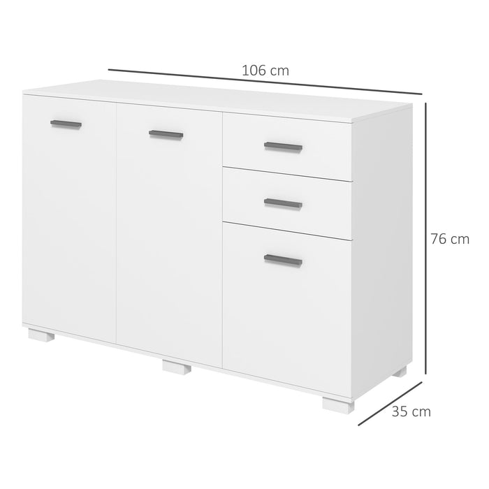 Modern High Gloss Sideboard with Drawers and Doors - Contemporary Storage Cabinet with Adjustable Shelves - Ideal for Living Room and Dining Room Organization