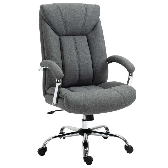 Ergonomic Linen Swivel Desk Chair - Height Adjustable Home Office Chair with Armrests and Smooth-Rolling Casters - Comfortable Task Seating Solution for Remote Workers & Students