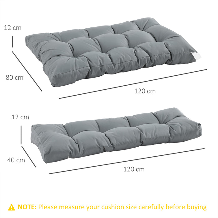 Tufted Pallet Cushions - 2Pc Set for Garden, Patio, Indoor & Outdoor Seat Pad and Back Cushion - Comfortable Dark Grey Design for Home and Garden Relaxation