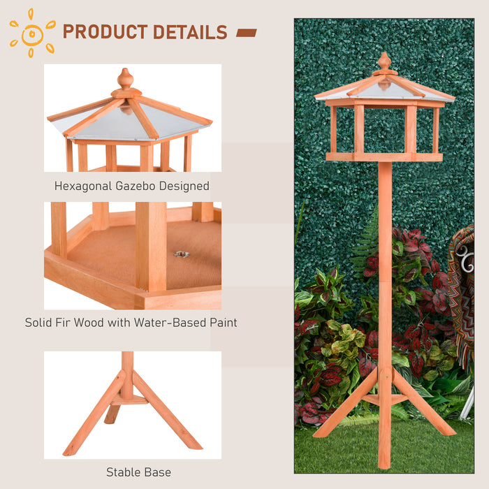 Deluxe Garden Bird Feeder Stand - 113cm Tall Wooden Feeding Station and Parrot Table - Ideal for Attracting Wild Birds and Pet Enrichment