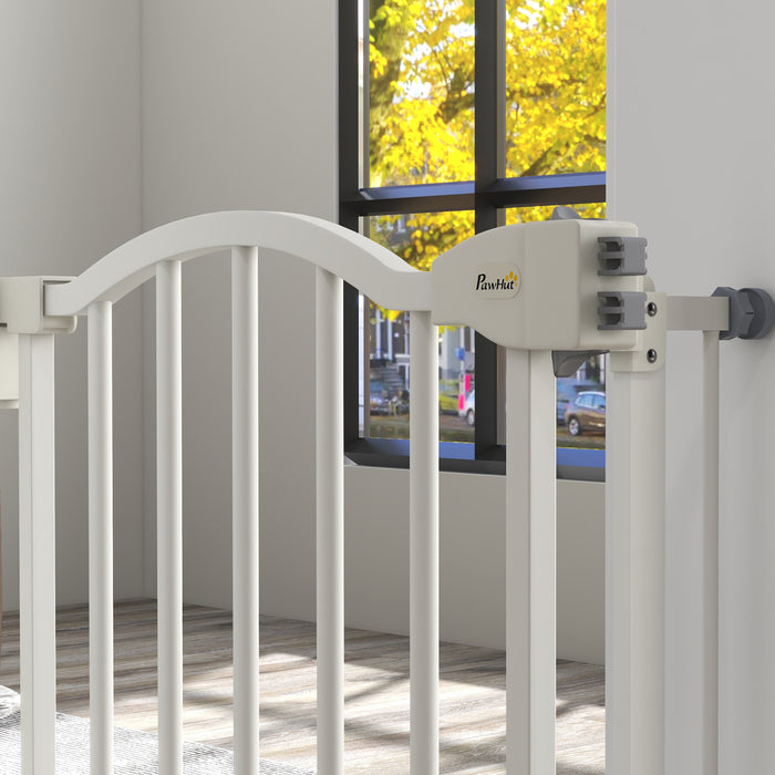 Adjustable Metal Pet Safety Gate 74-94 cm - Auto-Close Door Feature, White Finish - Secure Barrier for Dogs & Cats in Home