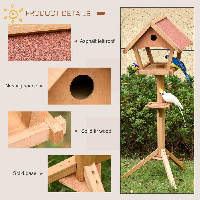 Freestanding Wooden Bird Feeder Table - Garden & Backyard Decor, Weather-Resistant Roof, Pre-cut 49x45x139cm - Perfect for Outdoor Bird Lovers and Nature Enthusiasts