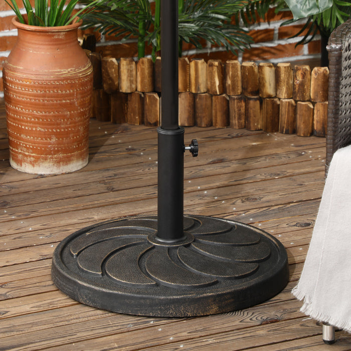 Resin Garden Parasol Base, 18kg - Round Bronze Umbrella Stand for Φ38-Φ48mm Poles - Ideal for Outdoor Market & Patio Stability