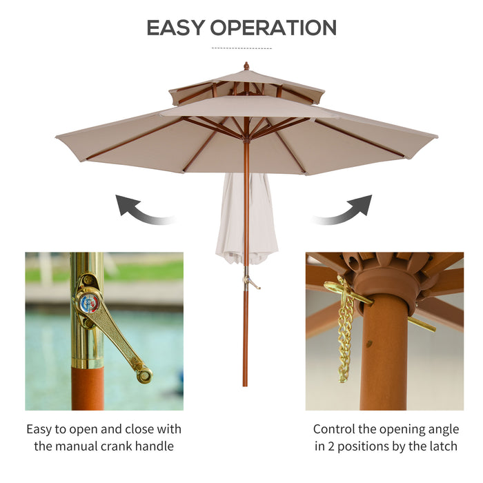 Beige Outdoor Patio Umbrella - Waterproof and UV Protection - Ideal for Garden, Deck, and Poolside Relaxation