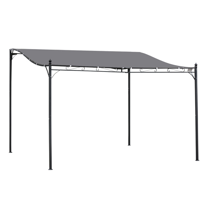 Metal Wall Gazebo Awning 4x3m - Canopy Marquee Shelter with Sturdy Frame for Outdoor Use - Ideal Garden and Patio Door Porch, Grey