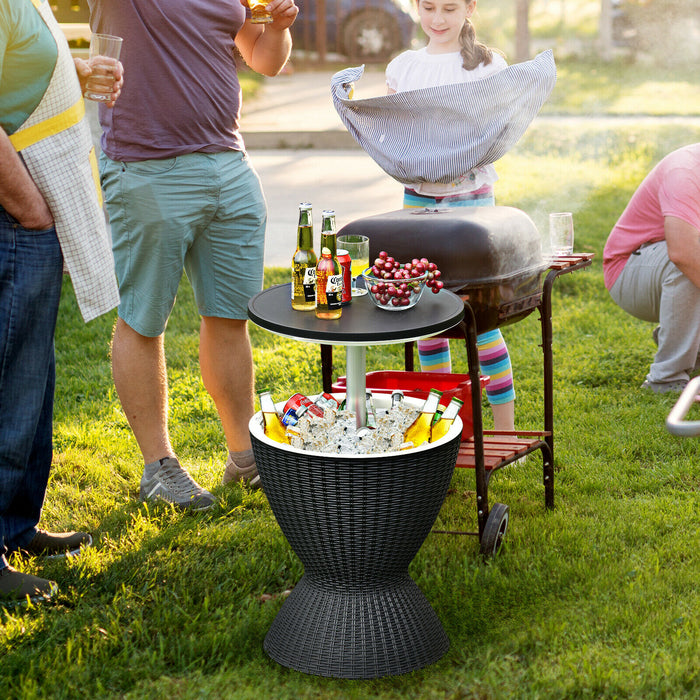 Outdoor Patio Cool Box 30L Model - Stand-up Lid, Compact, Portable and Insulated Black Cooler - Ideal for Patios, Picnics, BBQs and Outdoor Events