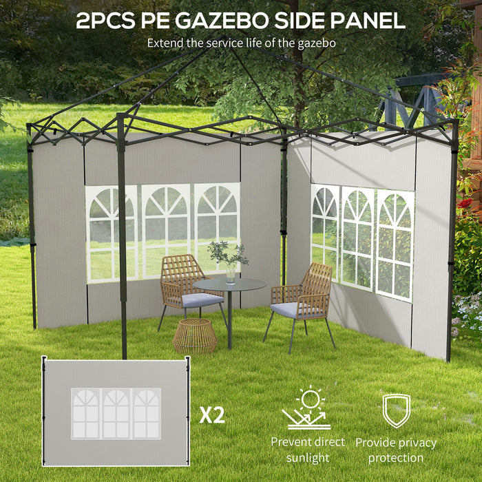 Gazebo Side Panel Replacements with Windows - Fits 3x3m & 3x6m Canopies, 2-Pack in White - Enhances Privacy & Protection for Outdoor Events