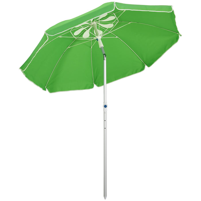 Arc 1.9m Pointed Beach Umbrella - Adjustable Tilt, Portable UV Protection with Carry Bag - Ideal for Outdoor Patio and Beachside Relaxation