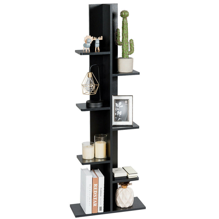 Freestanding 7 Tier Shelving Organizer - Black Storage Solution - Ideal for Sorting and Decluttering Spaces
