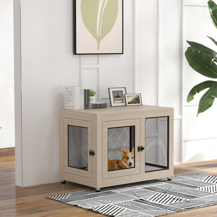 2-in-1 Dog Cage & Stylish End Table - Dual-Door Pet Crate with Comfortable Cushion - Ideal for Large Dogs & Home Décor Integration