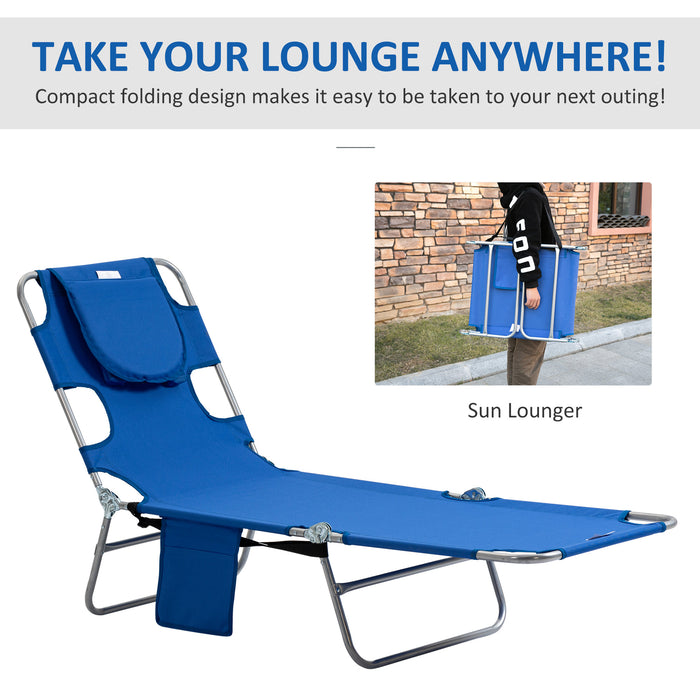 Foldable Sun Lounger Set with Reading Hole - Adjustable Backrest & Convenient Side Pocket - Ideal for Poolside Relaxation and Beach Reading