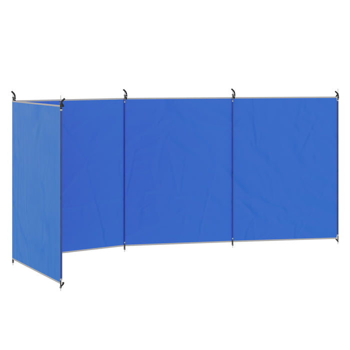 Foldable Portable Camping Windbreak with Steel Poles - Large 450cm x 150cm Beach Sun Shelter and Privacy Wall - Includes Carry Bag for Travel and Outdoor Activities