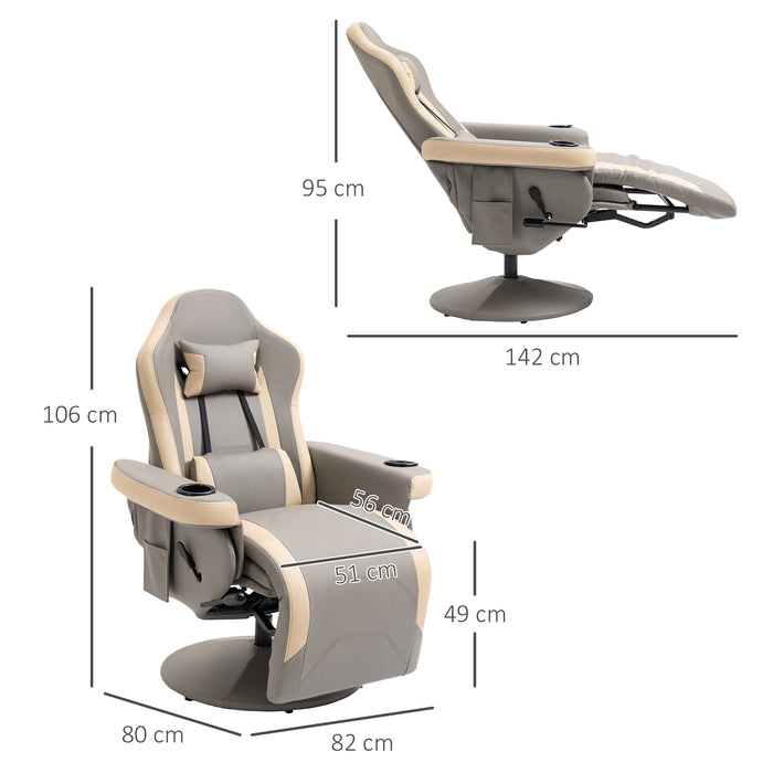 Manual Recliner - PU Leather Lounge Armchair with 360° Swivel and 135° Reclining Function - Adjustable Leg Rest for Optimal Comfort