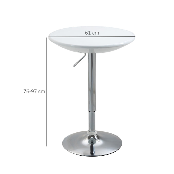 Adjustable Modern Round Bar Table - Swivel Bistro Desk with Painted Top and Silver Steel Leg - Ideal for Home Pubs and Entertaining Spaces