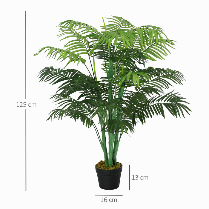 Artificial Palm Plant - 4-Foot Decorative Tree with 18 Lush Leaves in Nursery Pot - Faux Indoor/Outdoor Home and Office Greenery