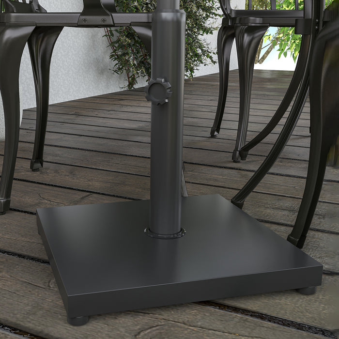 Heavy-Duty Square Parasol Base - Black Weighted Umbrella Stand, Sturdy Support - Ideal for Outdoor Patio Shade Stability