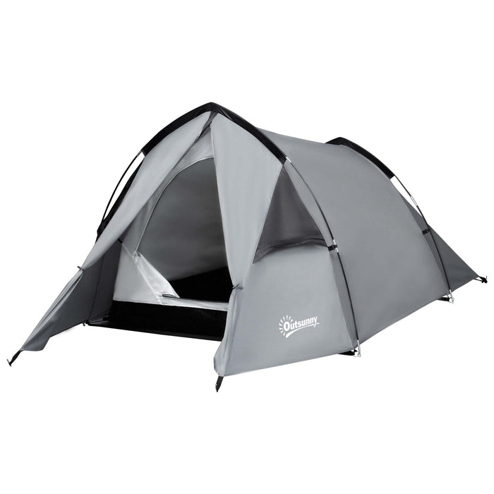 Double Layer Dome Camping Tent - 1-2 Person Weatherproof Backpacking Shelter with Vestibule Windows - Ideal for Fishing, Hiking and Lightweight Travel