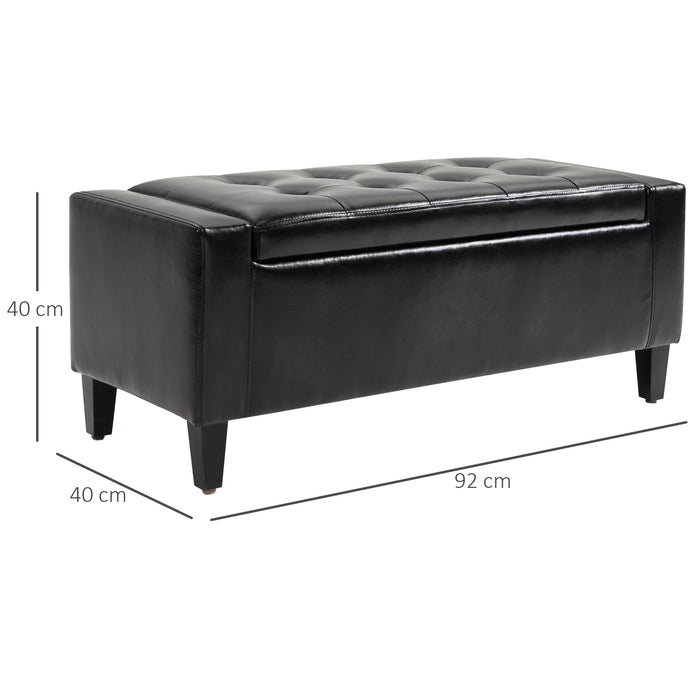 Luxurious PU Leather Ottoman Bench - Spacious 92x40x40cm Storage Chest with Tufted Flip-Top - Elegant Seating & Organizational Solution for Any Room