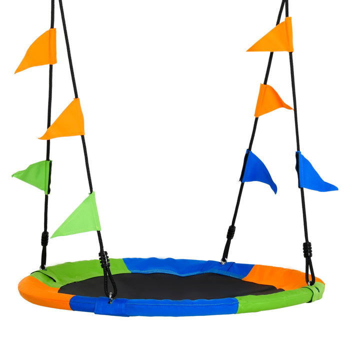 Kids Saucer Tree Swing Set with Adjustable Rope - Waterproof Round Seat, Sturdy Steel Frame for Outdoor Play - Ideal for Backyard Fun and Playground Activities