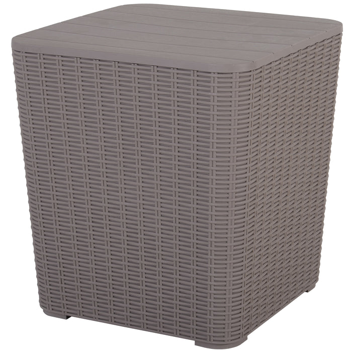 Outdoor Rattan-Effect 50L Ice Cooler Table with Lift-Top - Elegant Grey Design for Patio Entertaining - Keeps Drinks Chilled during Social Gatherings