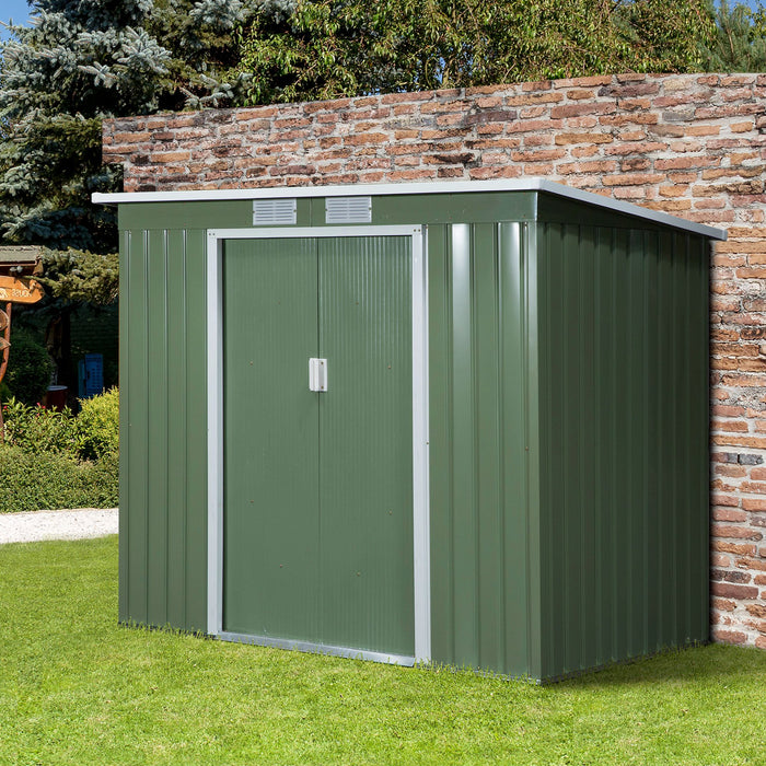 Pend Garden Storage Shed - Double Door with Ventilation Window and Sloped Roof, 213x130x173cm - Ideal for Outdoor Equipment and Tool Organization