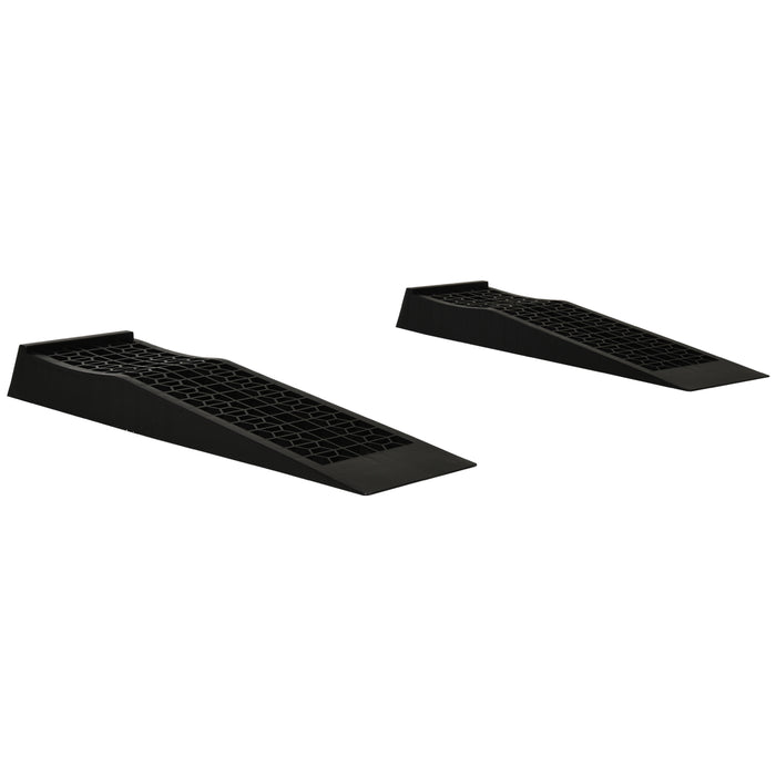 Heavy-Duty Plastic Curb Ramps, Pair of 2 - Low Entrance, Anti-Slip Surface, 3 Ton Load Capacity - Ideal for Garage, Cars, SUVs, and Small Vans