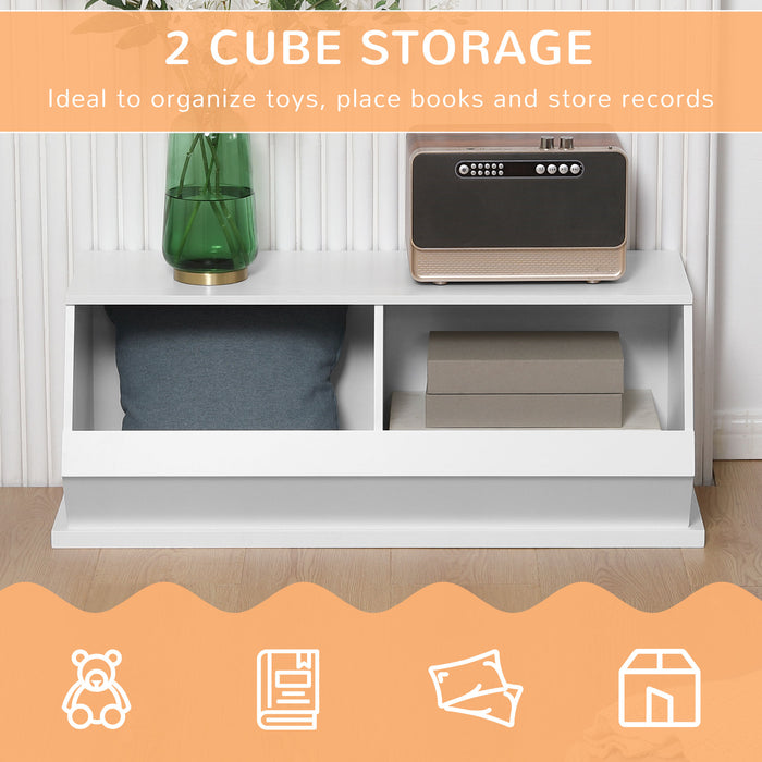 2-Cube Organizer Shelf - Display Storage Cabinet with Dual Compartments - Ideal for Living Room, Bedroom, or Playroom Organization