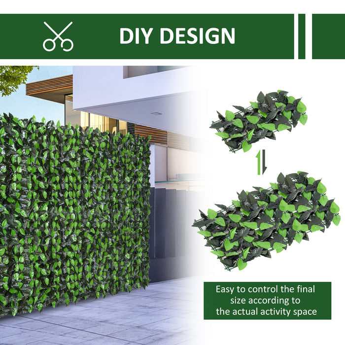 Artificial Leaf Hedge - Privacy Screen Fence Panel for Outdoor/Indoor Garden Decor, 3M x 1M, Dual-Toned Greens - Creates Secluded Spaces & Enhances Aesthetics