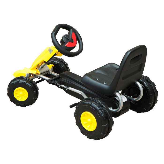 Pedal Go Kart - Durable Yellow & Black Racing Cart for Kids - Outdoor Fun and Exercise Vehicle