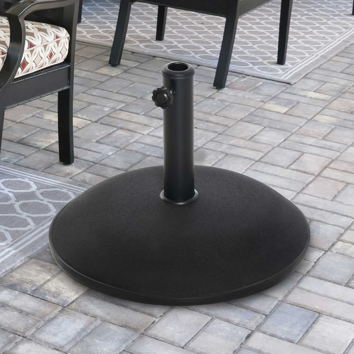 Heavy-Duty 25kg Concrete Umbrella Base - Round Black Parasol Weight Stand for Outdoor Patios, Diameter 50cm - Sturdy Support for Sunshades and Umbrellas