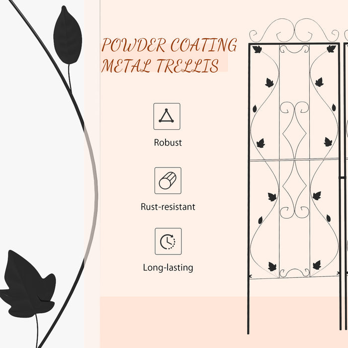 Garden Trellis Set - 2-Pack Metal Climbing Plant Support Frames with Leaf Design - Ideal for Vine Growth & Garden Decor