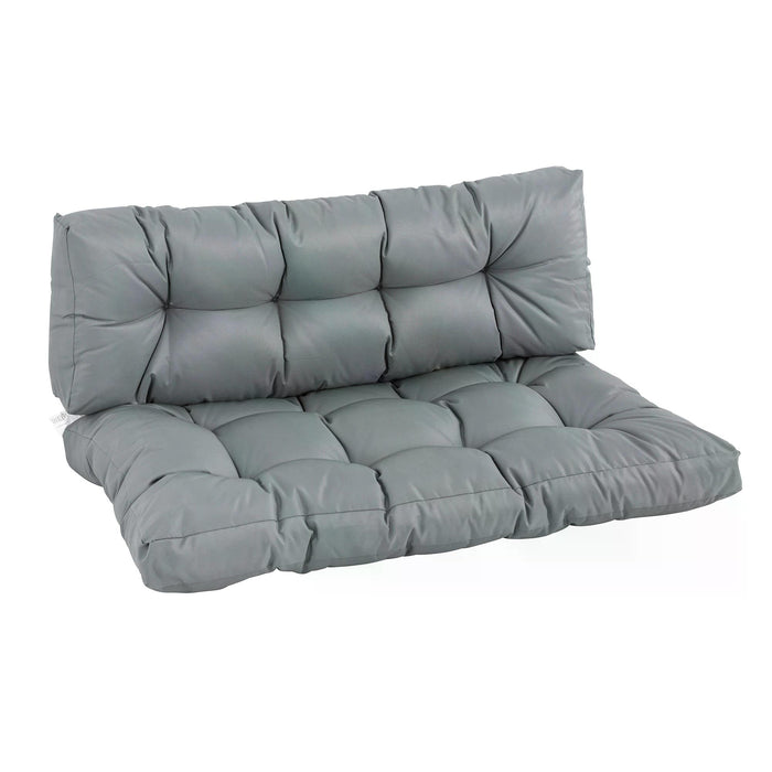 Tufted Pallet Cushions - 2Pc Set for Garden, Patio, Indoor & Outdoor Seat Pad and Back Cushion - Comfortable Dark Grey Design for Home and Garden Relaxation