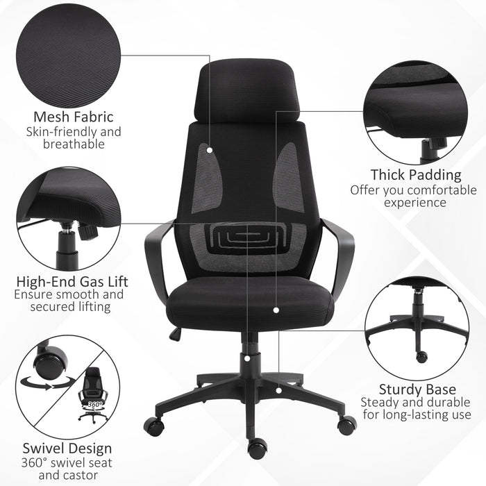 Ergonomic Mesh Office Chair with Wheels - High Back and Adjustable Height for Comfort - Ideal for Home Office Use