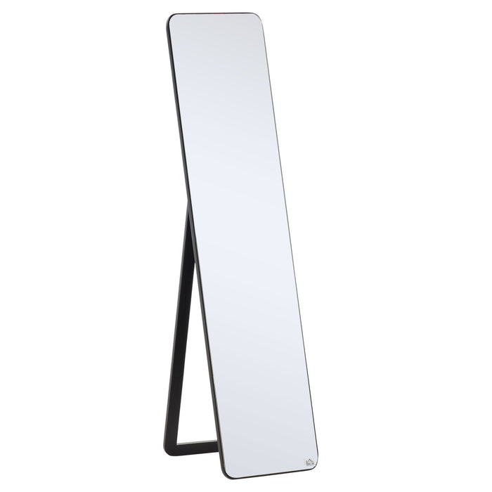 Full Body Mirror with Stand - Versatile Full-Length Mirror for Wall or Freestanding Use in Bedroom and Hallway - Sleek Tall Mirror for Dressing and Home Décor, Black