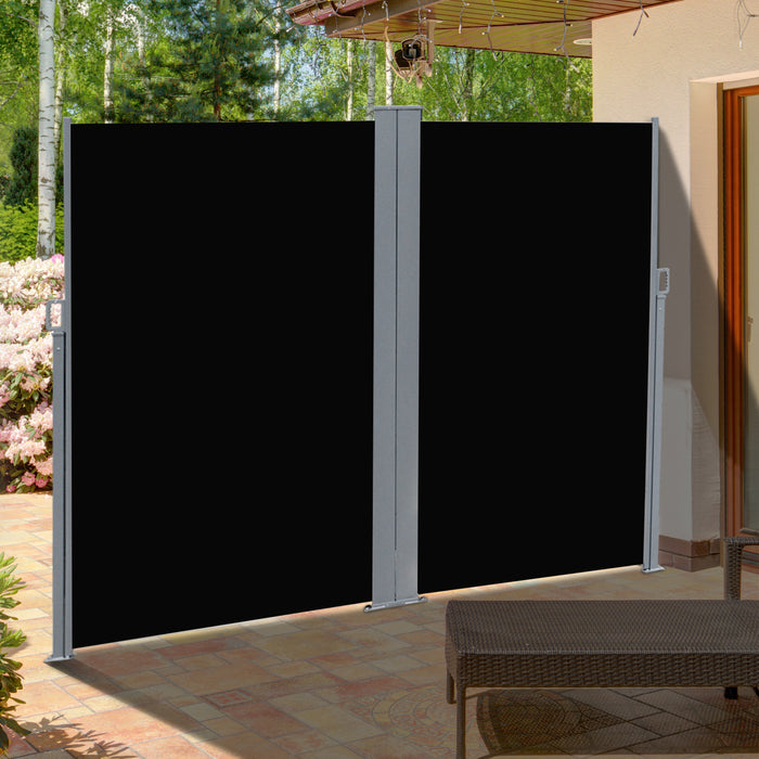 Retractable Sun Side Awning Screen - 6x2m Patio Garden Wall Balcony Privacy Divider in Black - Ideal for Outdoor Spaces and Enhanced Seclusion