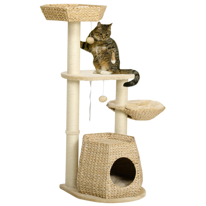 Climbing Activity Centre for Cats - Multilevel Kitten Tree Tower with Bed, House, Sisal Scratching Post & Play Ball - Perfect for Play & Rest