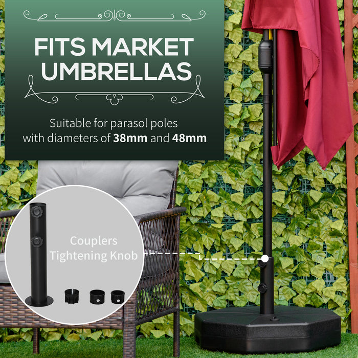 Octagonal Garden Parasol Base - Durable Umbrella Stand for Outdoor Markets, Up to 28kg Water/40kg Sand Capacity, Black - Ideal for Patio Stability & Support