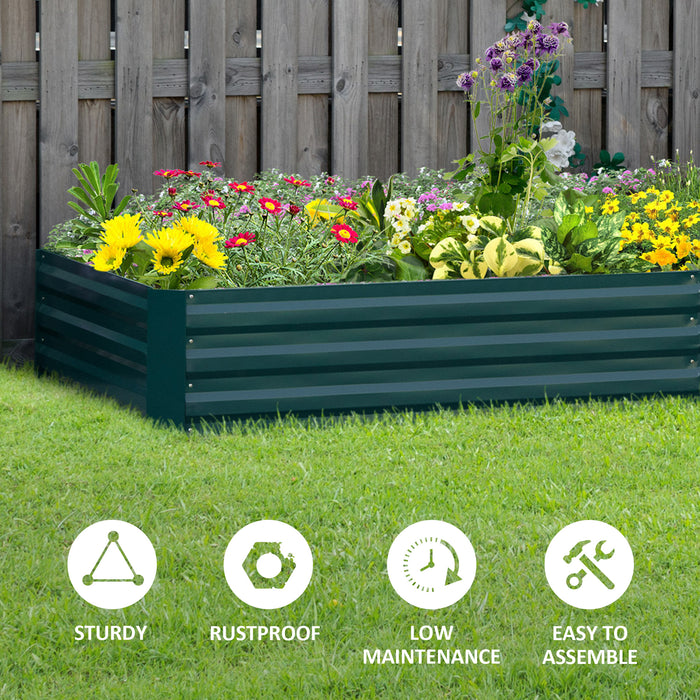 Metal Raised Garden Bed - Outdoor Planter Box for Flowers & Herbs, Green, 241x90.5x30cm - Ideal for Urban Gardening Enthusiasts