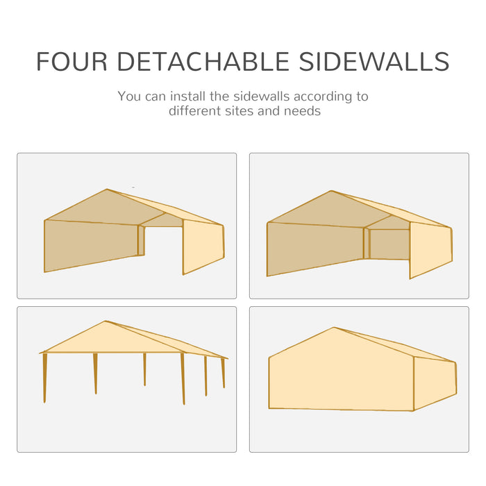 6x3m Wedding Party Tent - Outdoor Waterproof PE Canopy Gazebo with Removable Side Walls - Ideal Shelter for Events and Gatherings