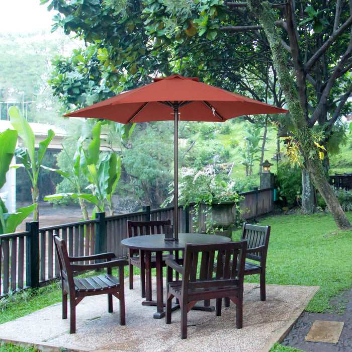 2m Patio Parasol Umbrella - Outdoor Sun Shade with 6 Sturdy Ribs, Wine Red - Ideal for Balcony, Bench, and Garden Relaxation