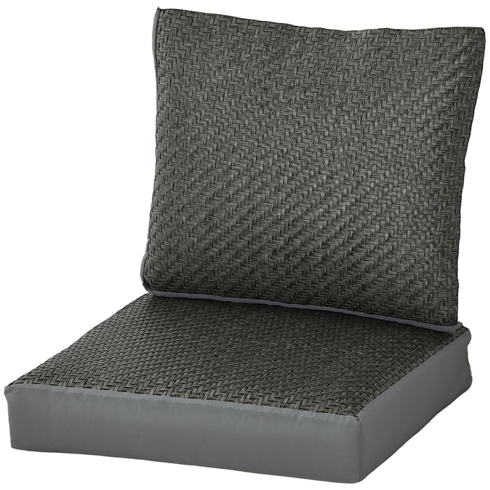 Patio Chair Cushion Set - 2-Piece Durable Fabric and PE Rattan Back and Seat Pillows - Outdoor Comfort Upgrade for Garden Furniture, Grey