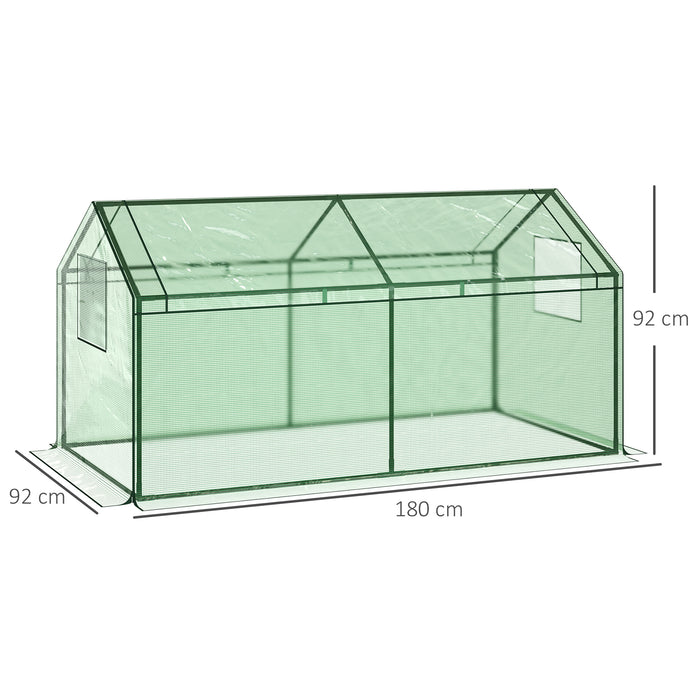 Mini Garden Greenhouse with Metal Frame - Portable Growhouse with Large Zipper Windows, 180x92x92cm - Ideal for Plant Growth and Protection