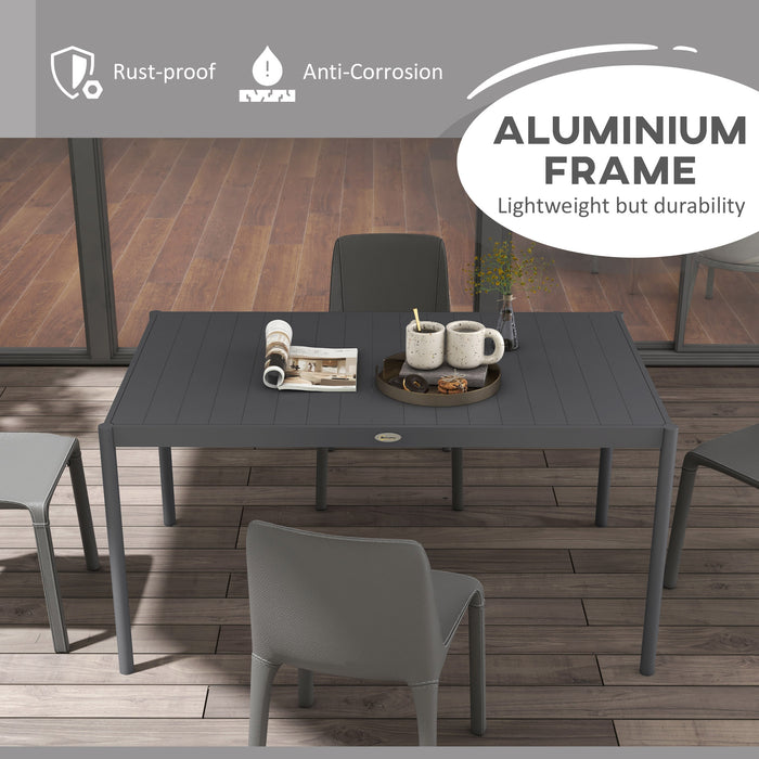 Aluminium Family Patio Dining Table - 6-Seater, Weather-Resistant Outdoor Furniture - Perfect for Gatherings and Backyard Dinners