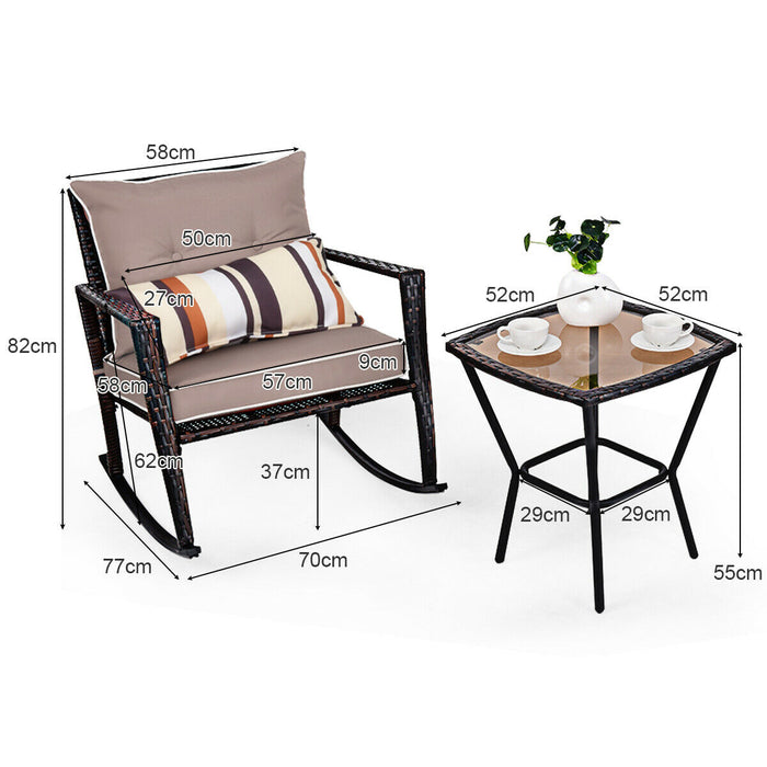 3pcs Rattan Bistro Set - Garden Furniture in Stylish Gray - Perfect for Outdoor Entertaining and Relaxation