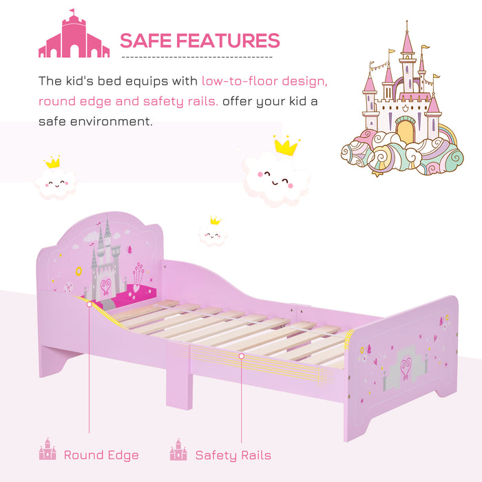 Kids Castle Bed with Charming Pink Design - MDF Construction Single Sleeper for Children - Perfect Bed for Little Princesses