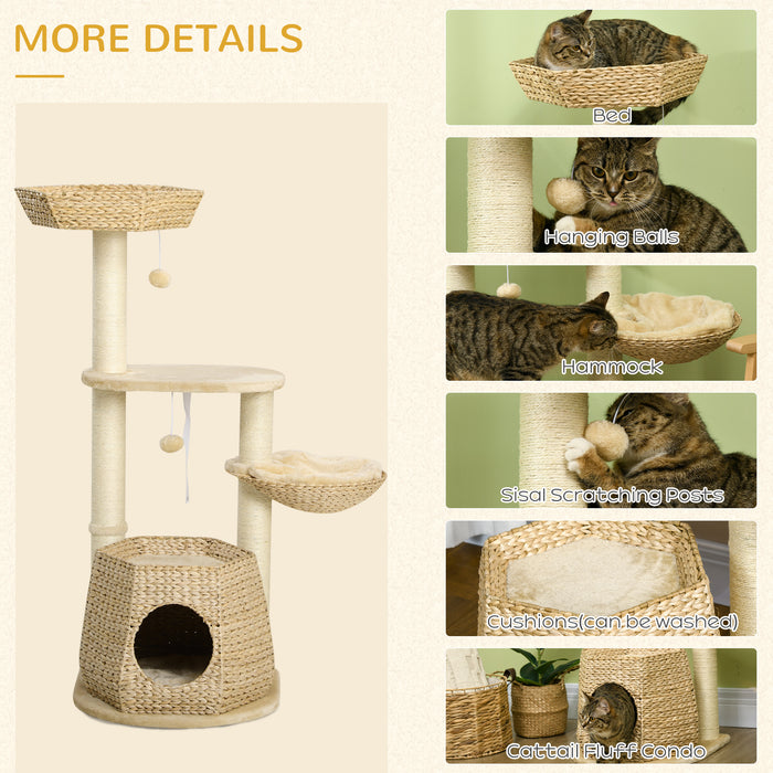 Climbing Activity Centre for Cats - Multilevel Kitten Tree Tower with Bed, House, Sisal Scratching Post & Play Ball - Perfect for Play & Rest