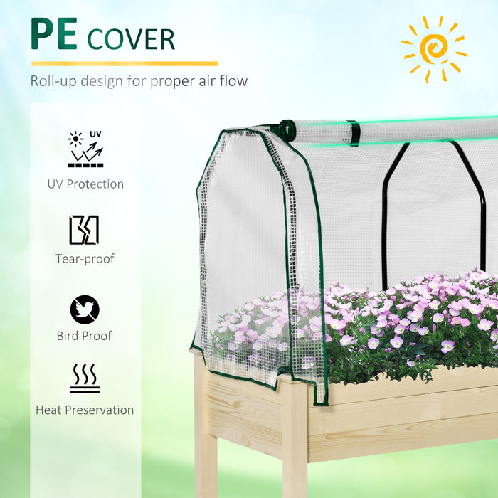 Elevated Wooden Planter Box with Greenhouse Cover - Raised Garden Bed for Herbs & Veggies, Perfect for Outdoor Spaces - Ideal for Patios, Backyards, and Balconies