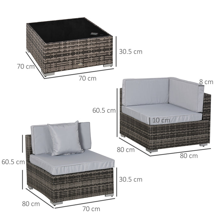 7-Piece Rattan Patio Furniture Set - Outdoor Sectional Sofa with Coffee Table, Wicker Weave, Cushions & Pillows - Ideal for Garden Entertaining and Relaxation